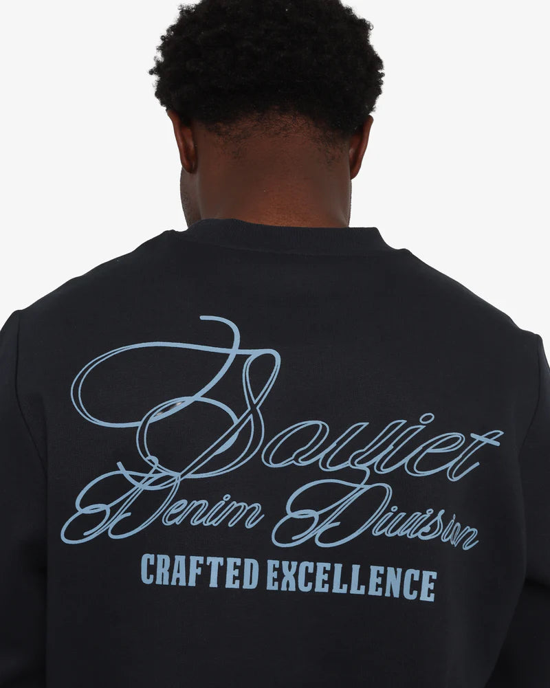 Asher Crew Neck Sweat Top in Navy