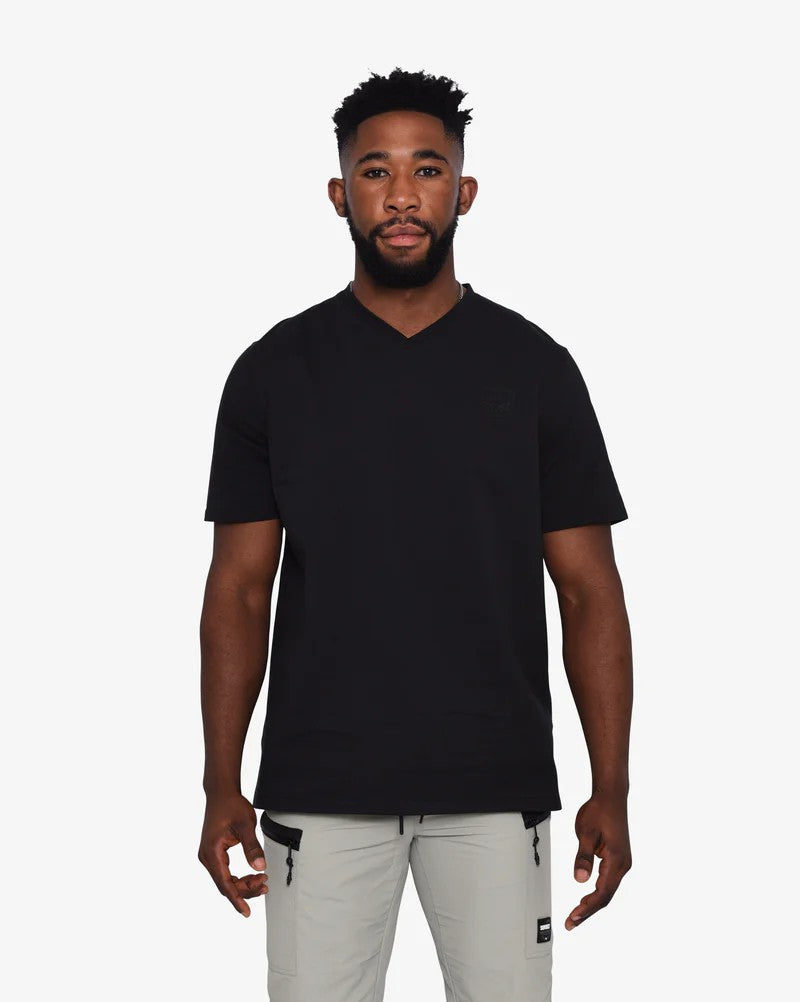 Bold SS V-Neck Tee in Black
