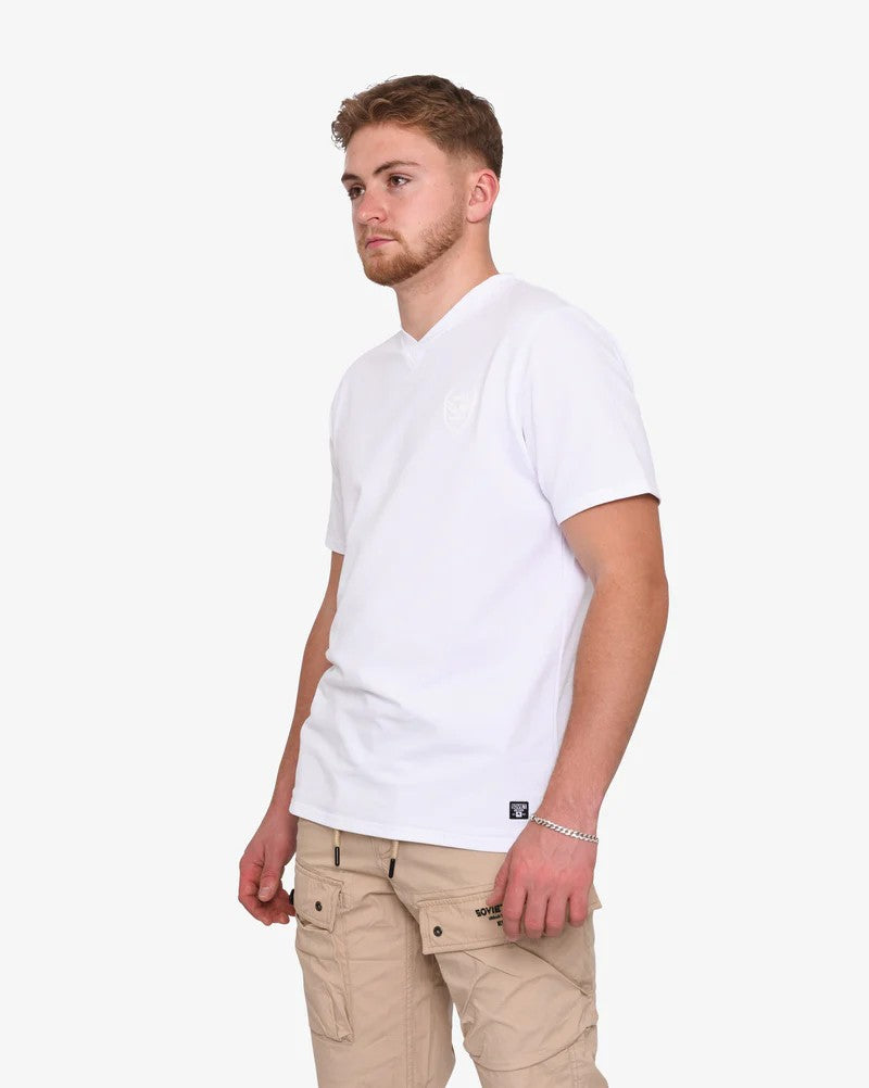 Bold SS V-Neck Tee in White