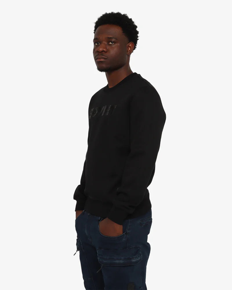 Leo Crew Neck Sweat Top in Black