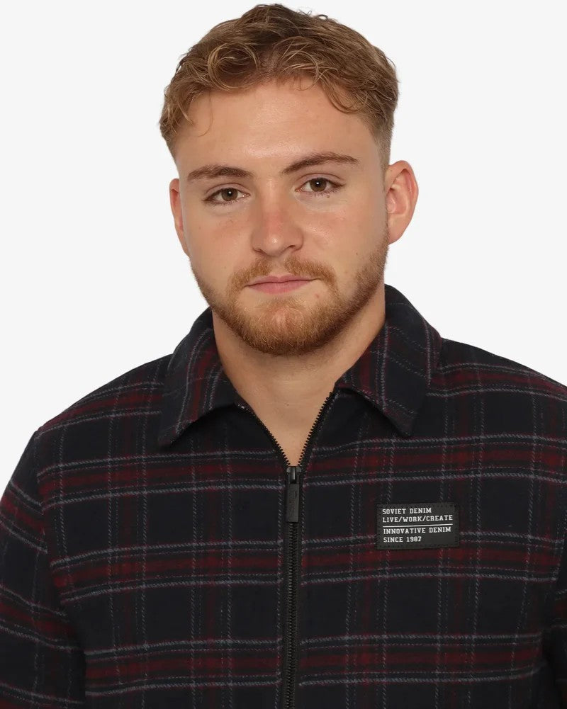 Sylas Zip Check Jacket in Black