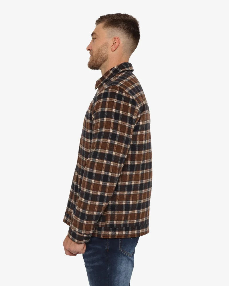 Sylas Zip Check Jacket in Navy