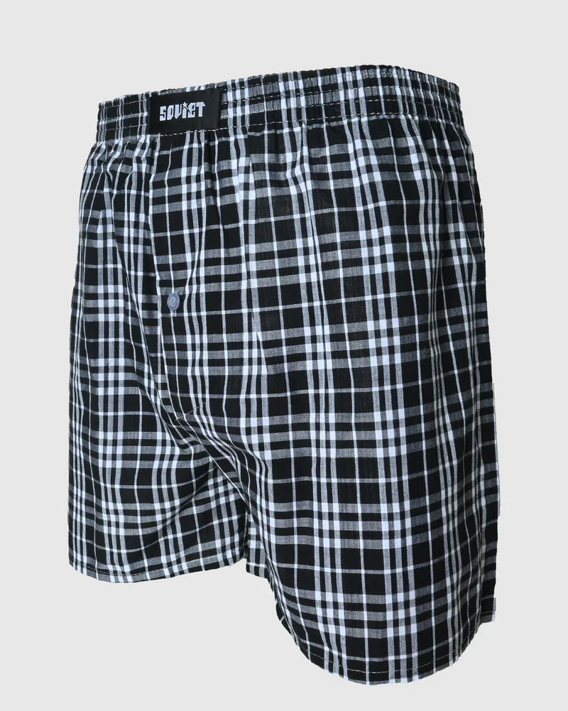 Wayne Woven Check Boxer Shorts in Black & White / Multi