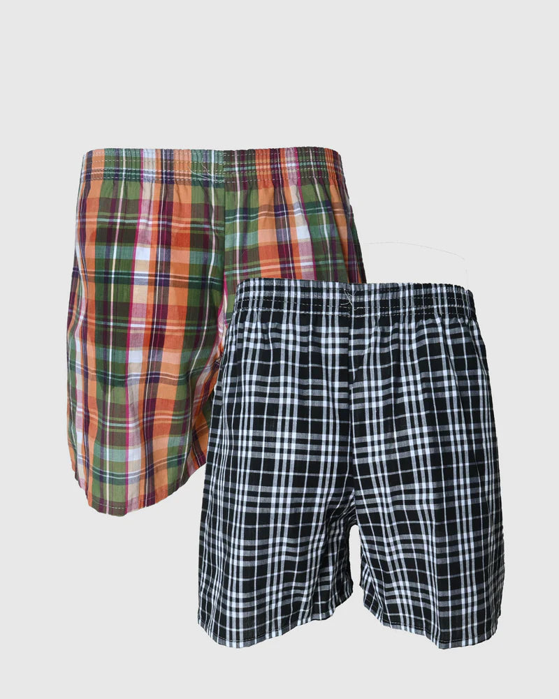 Wayne Woven Check Boxer Shorts in Black & White / Multi