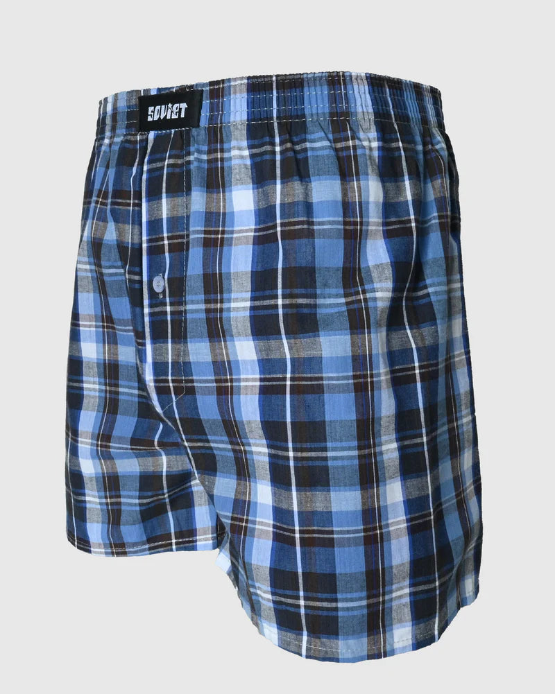 Wayne Woven Check Boxer Shorts in Navy / Multi