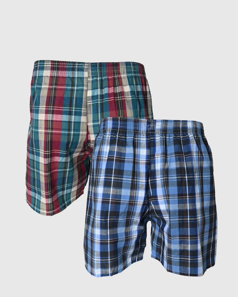 Wayne Woven Check Boxer Shorts in Navy / Multi