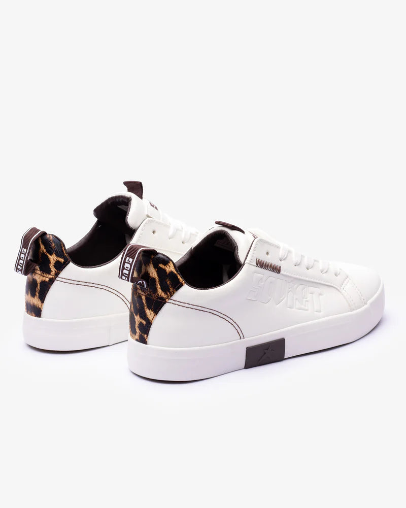 Hollywood Sneaker in White / Leopard / Chocolate