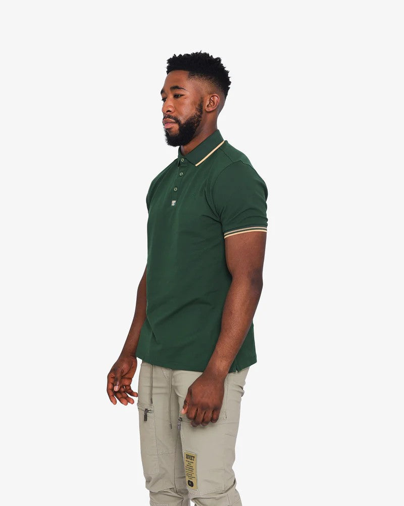 Yuno SS Pique Golfer in Bottle Green