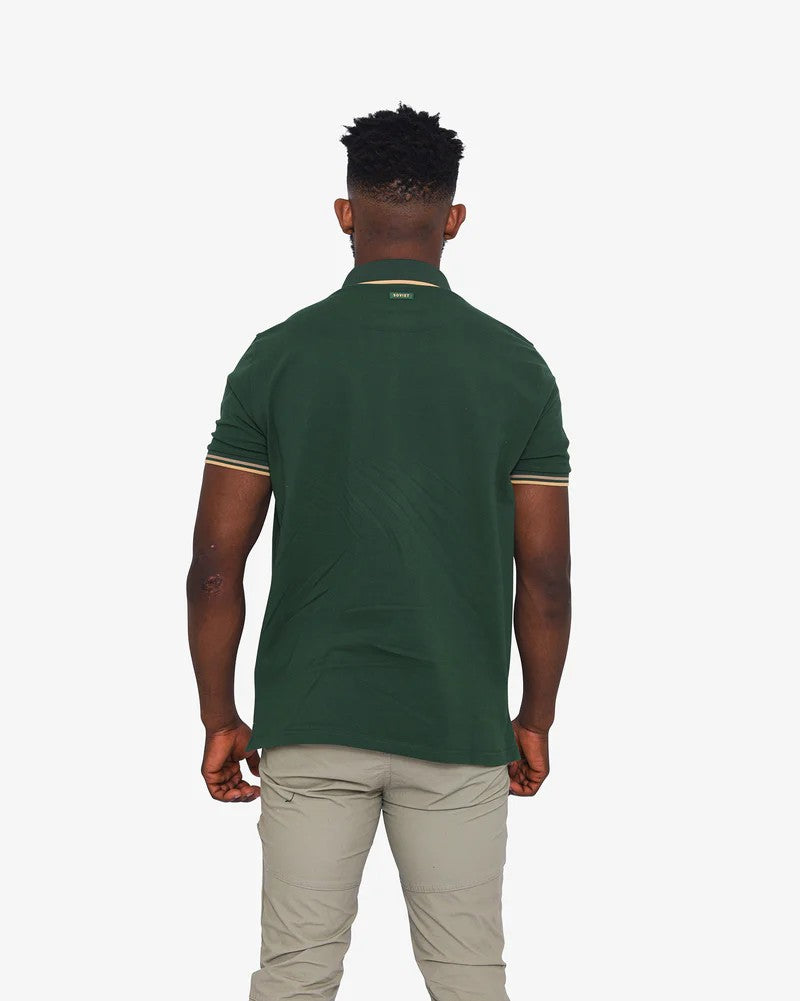 Yuno SS Pique Golfer in Bottle Green