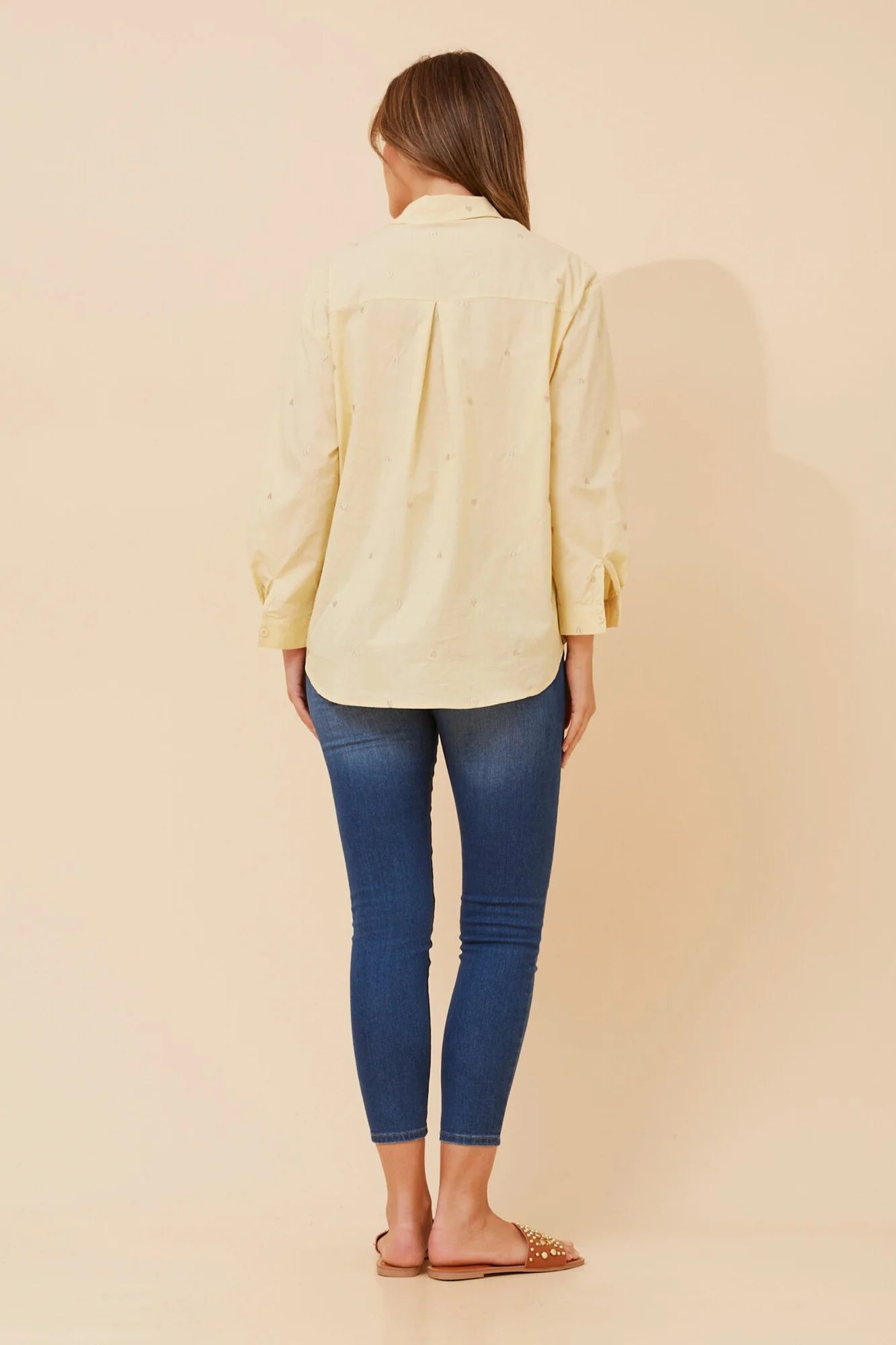Boyfriend Heart Embroidered Shirt in Butter