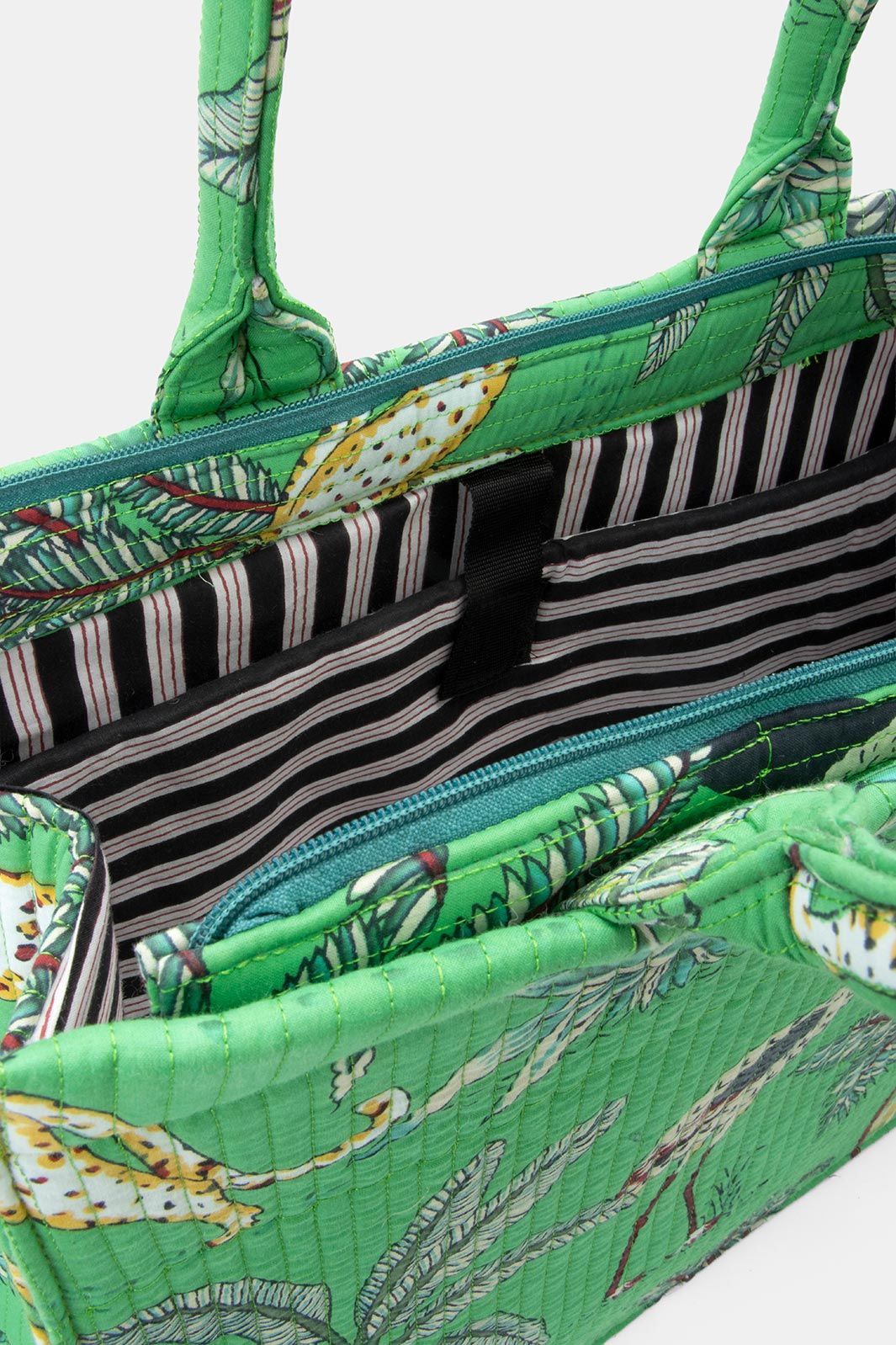 Cotton Boxy Bag in Green Jungle Print