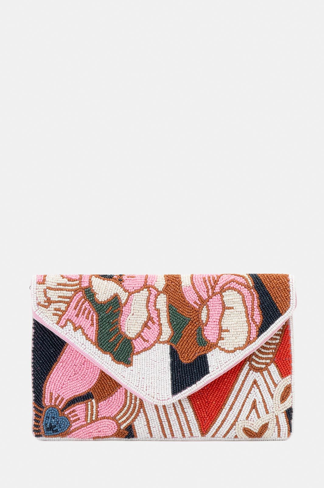 Beaded Clutch Bag in Pink