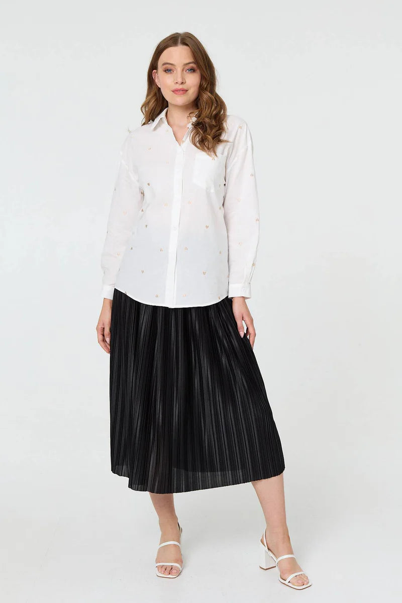 Boyfriend Heart Embroidered Shirt in White