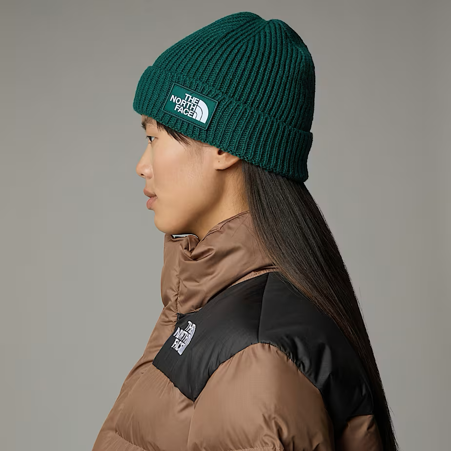 Box Cuffed Logo Beanie in Deep Nori/Duck Green