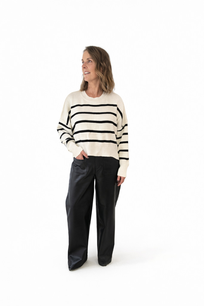 Tripoli Stripe Knit in White / Black