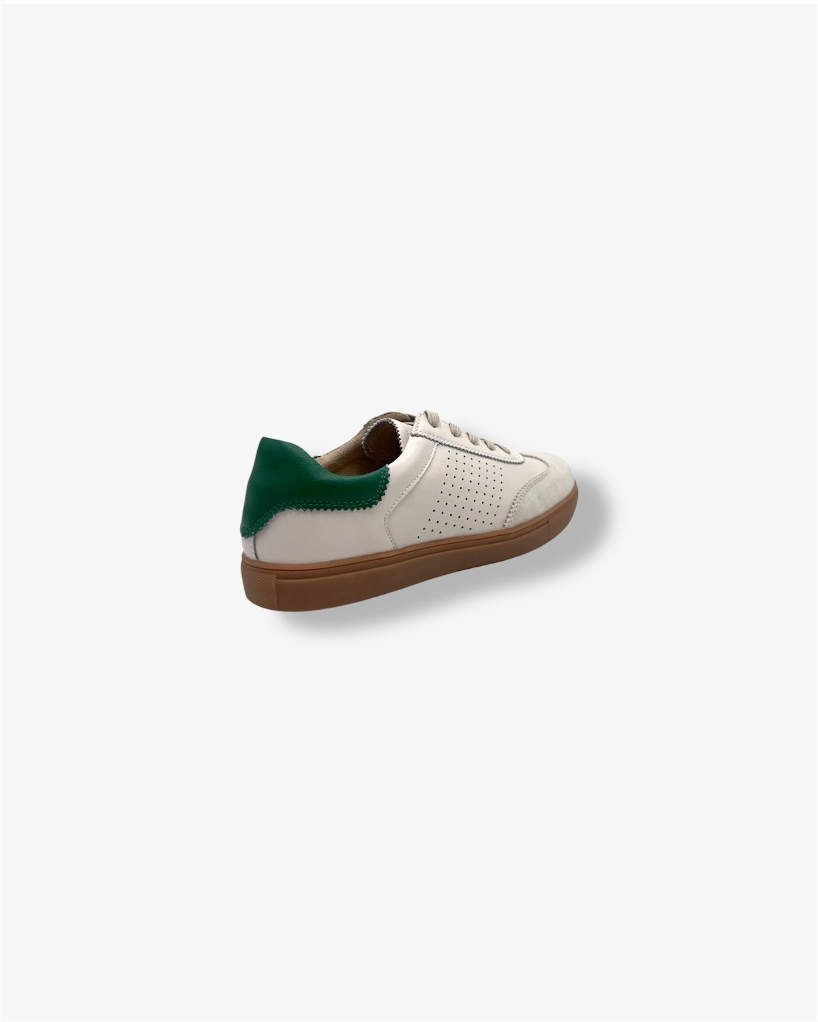 Tamara Leather Sneaker in Beige / Green Scallop