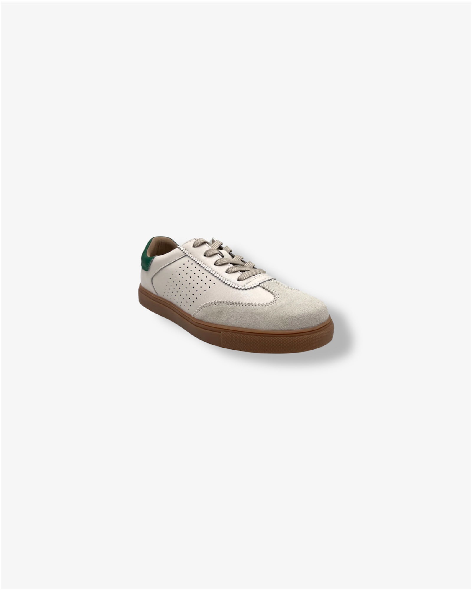 Tamara Leather Sneaker in Beige / Green Scallop