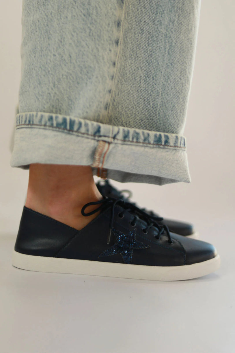 Vicki Leather Sneaker in Navy