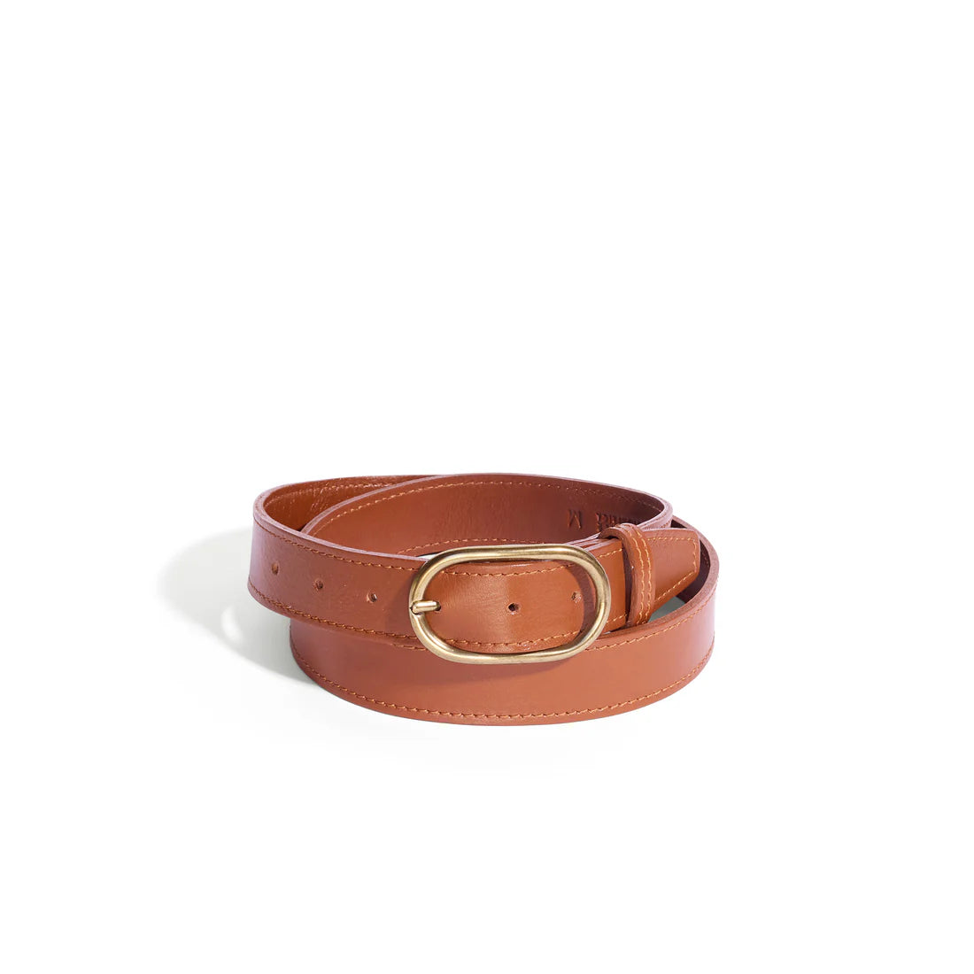 Oval Big Sis Leather Minimalist Belt in Cider Tan