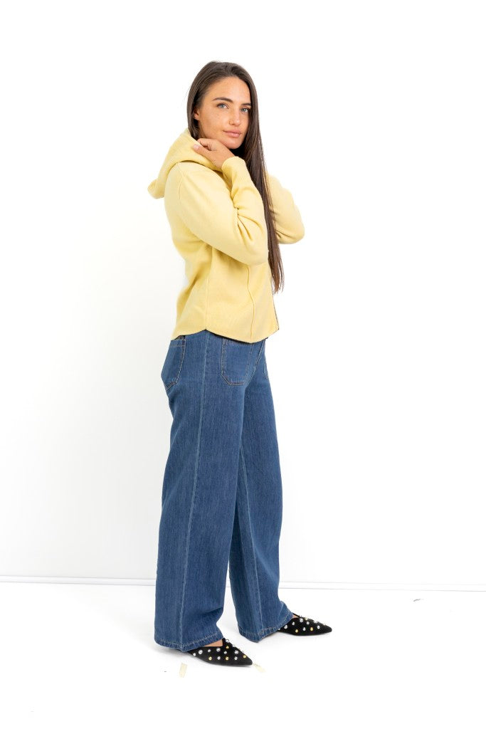 Whisler Zipper Styled Knit Hoody in Butter