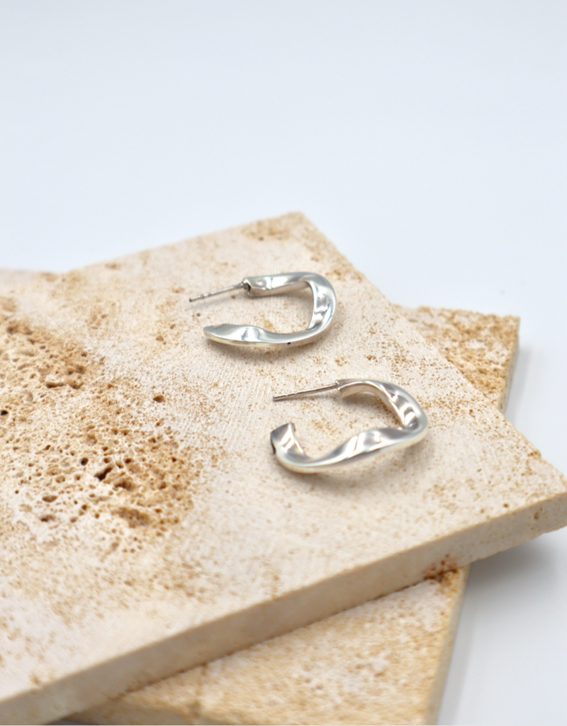 Sterling Silver Wavy Hoop Earrings