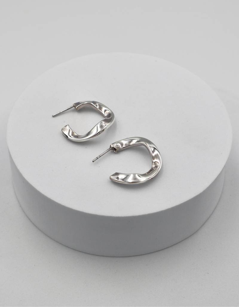 Sterling Silver Wavy Hoop Earrings