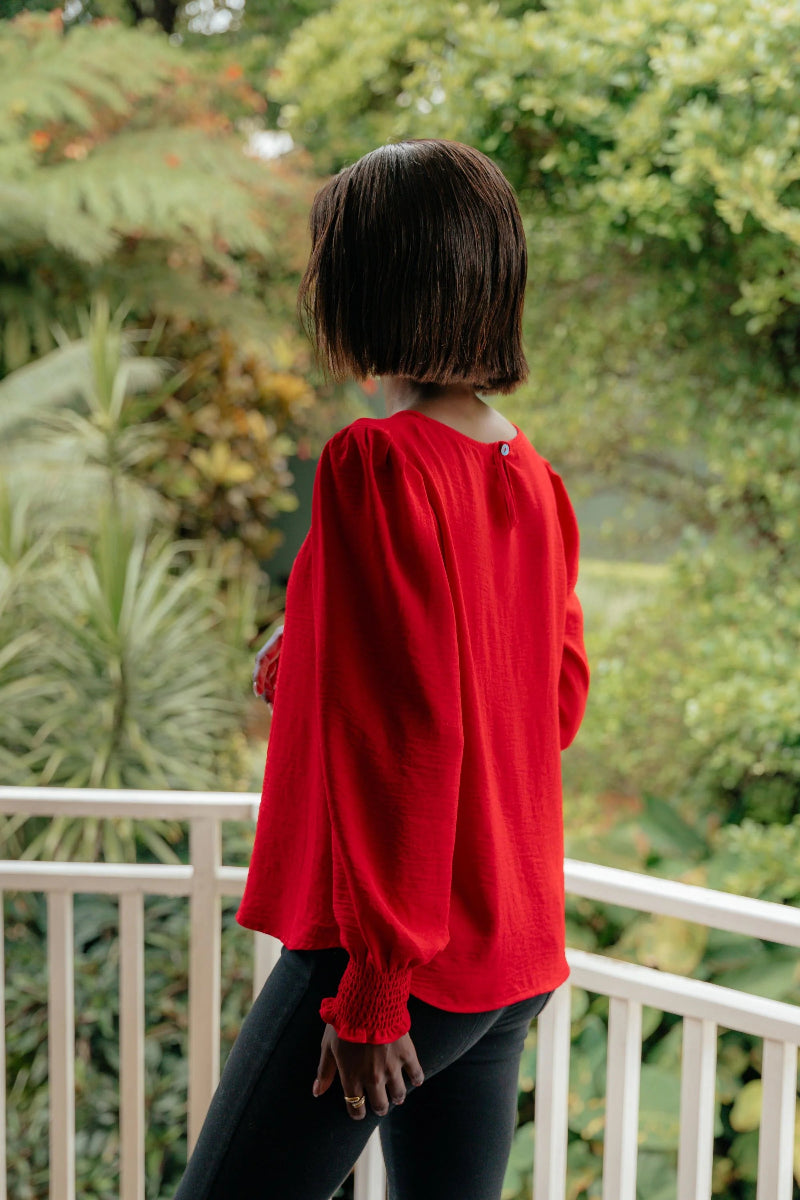 Olivia Airflow Top in Cherry Red