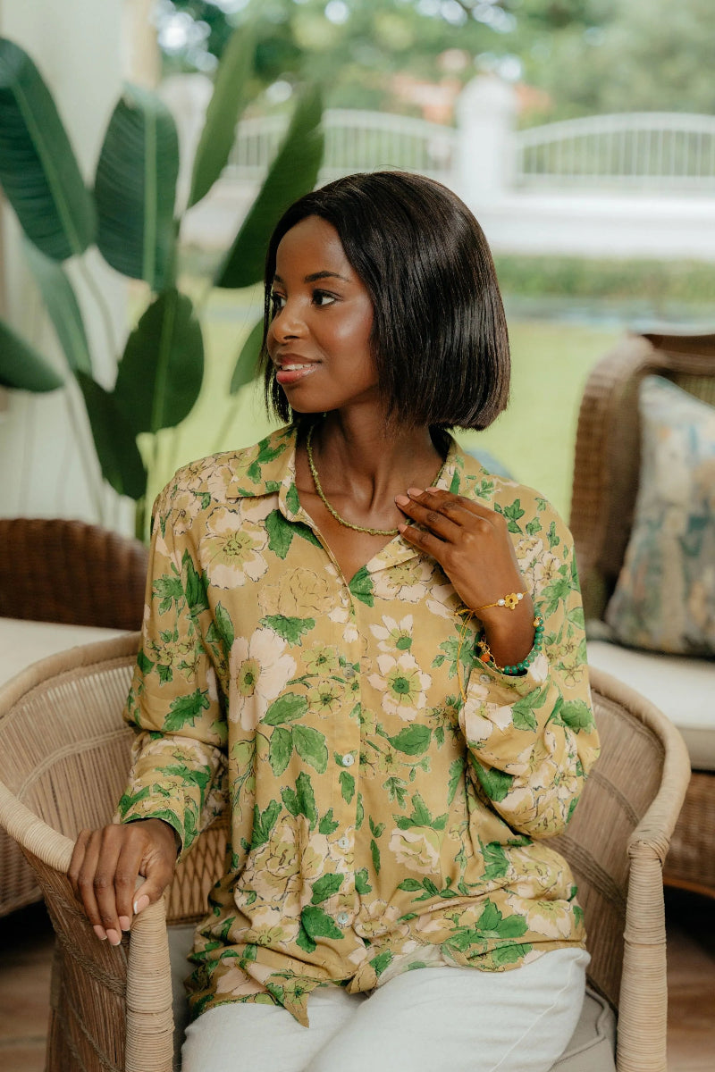 Sissy Blouse in Green Blooms