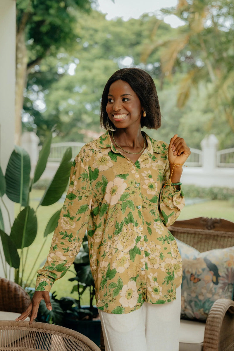 Sissy Blouse in Green Blooms