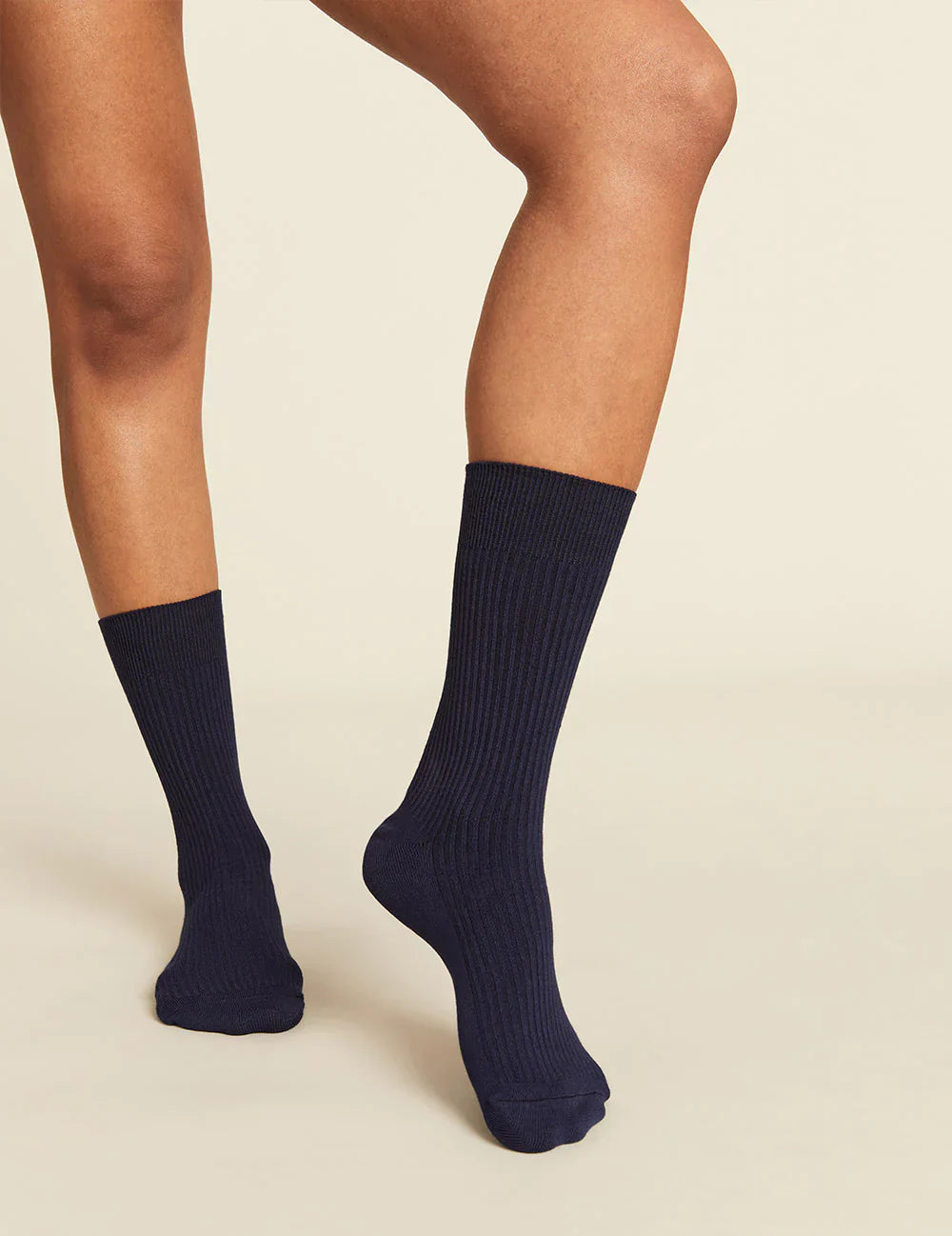 Ribbed Crew Socks in Navy