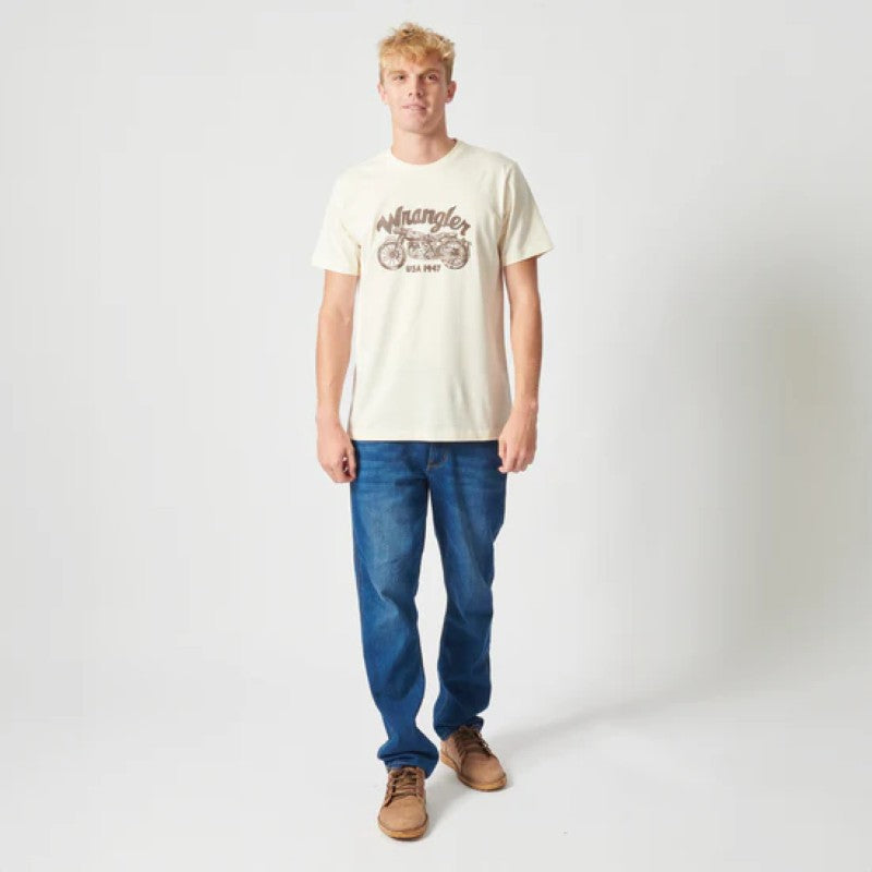 Wrangler Motor SS Tee in Vintage White