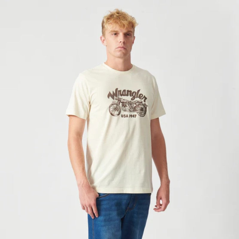 Wrangler Motor SS Tee in Vintage White