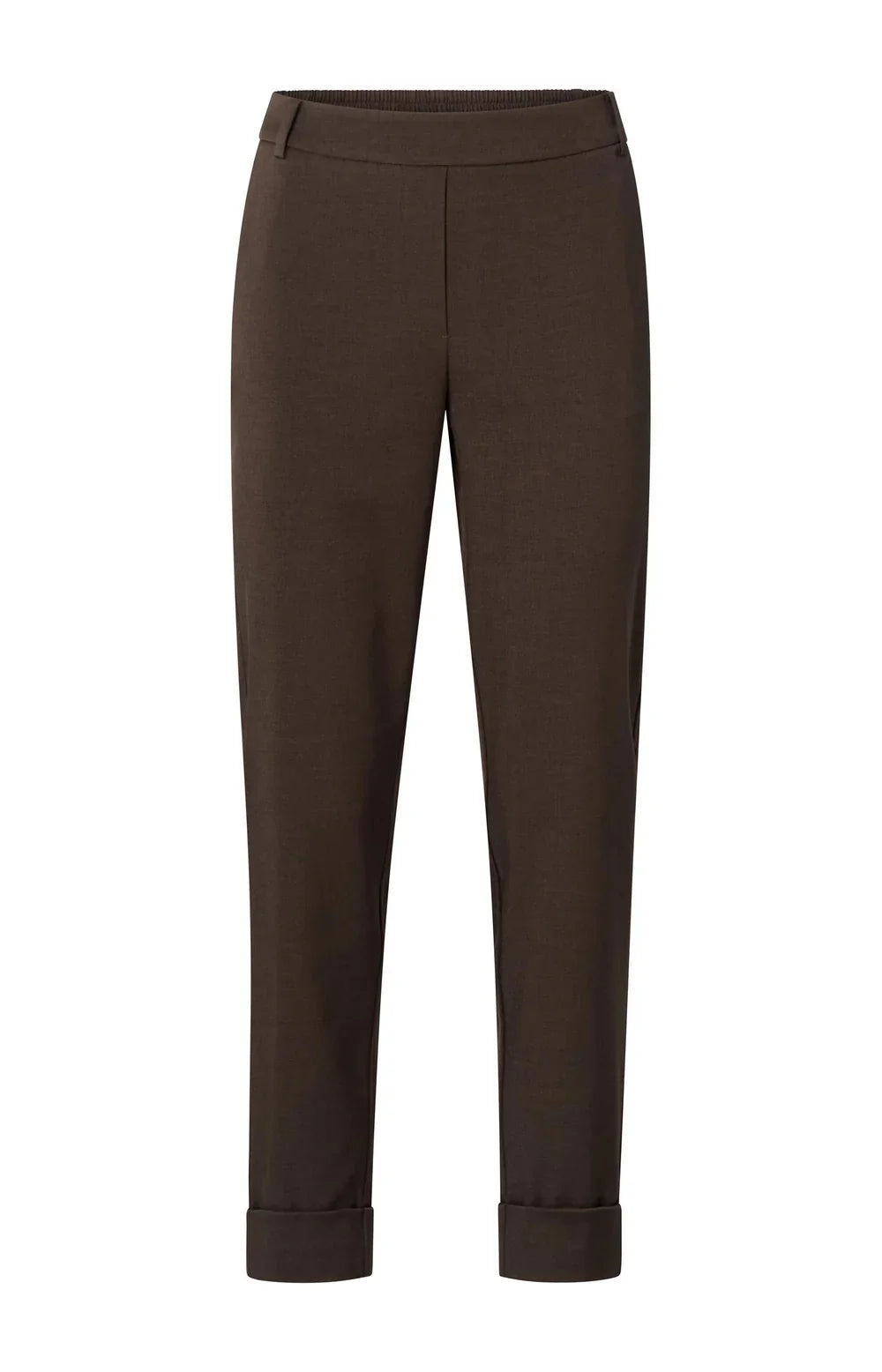 Straight Leg Trousers with Turn Up in Chocolate Brown