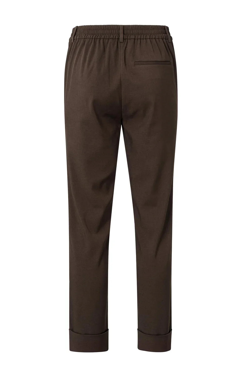 Straight Leg Trousers with Turn Up in Chocolate Brown
