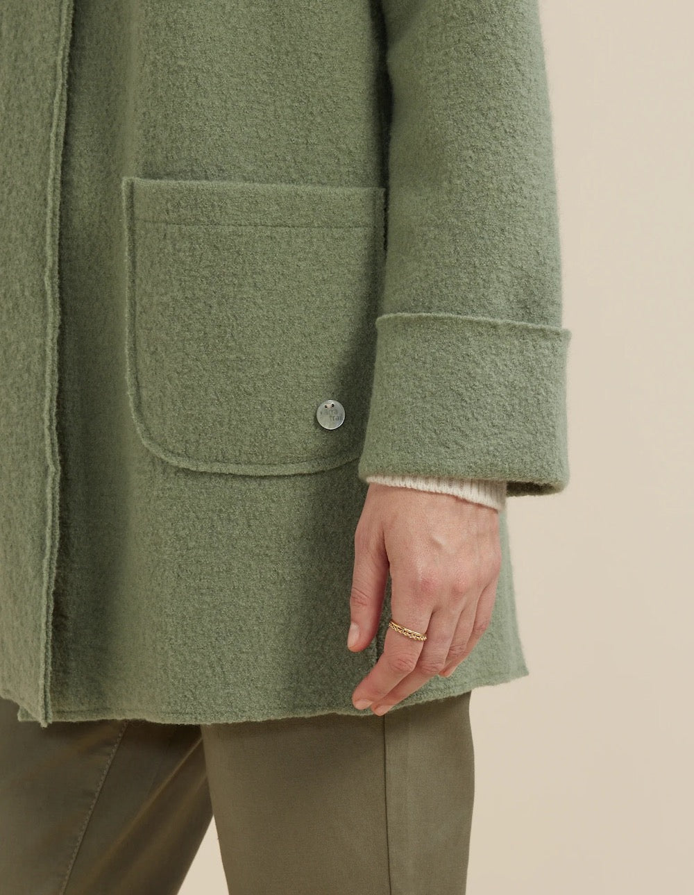 Wool Wrap Coat in Green Mist