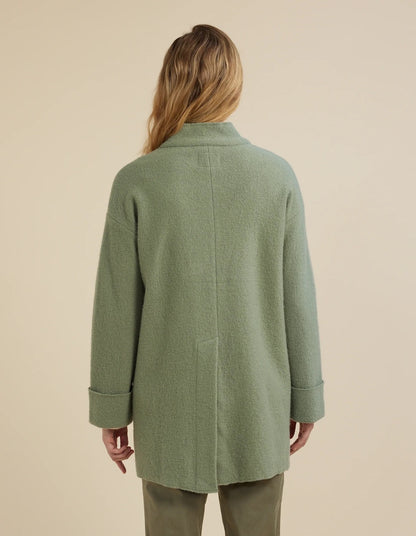Wool Wrap Coat in Green Mist