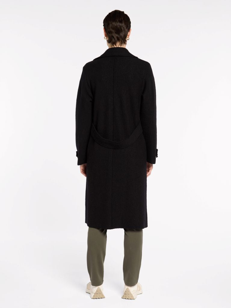 Boiled Wool Moto Coat in Black