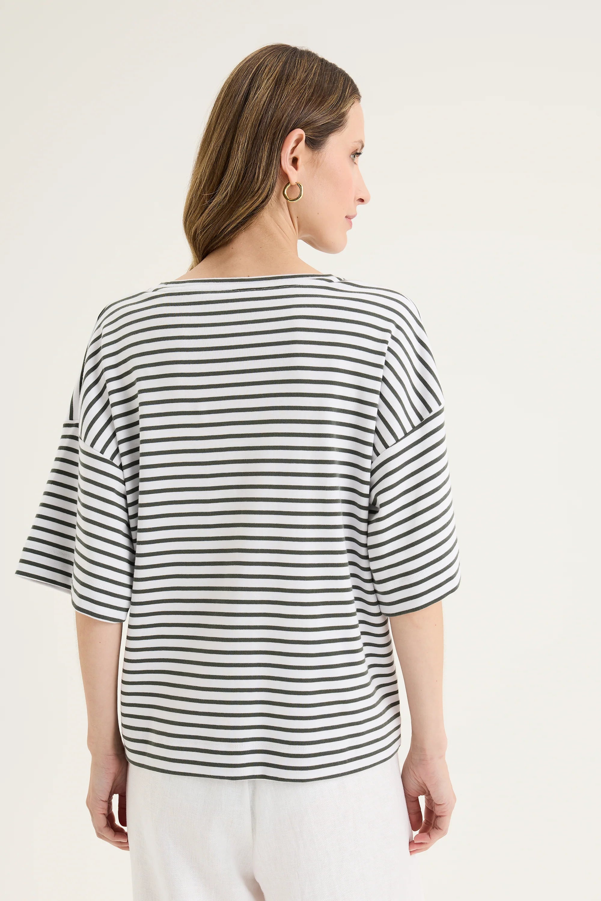Banda Stripe Tee in White / Nori