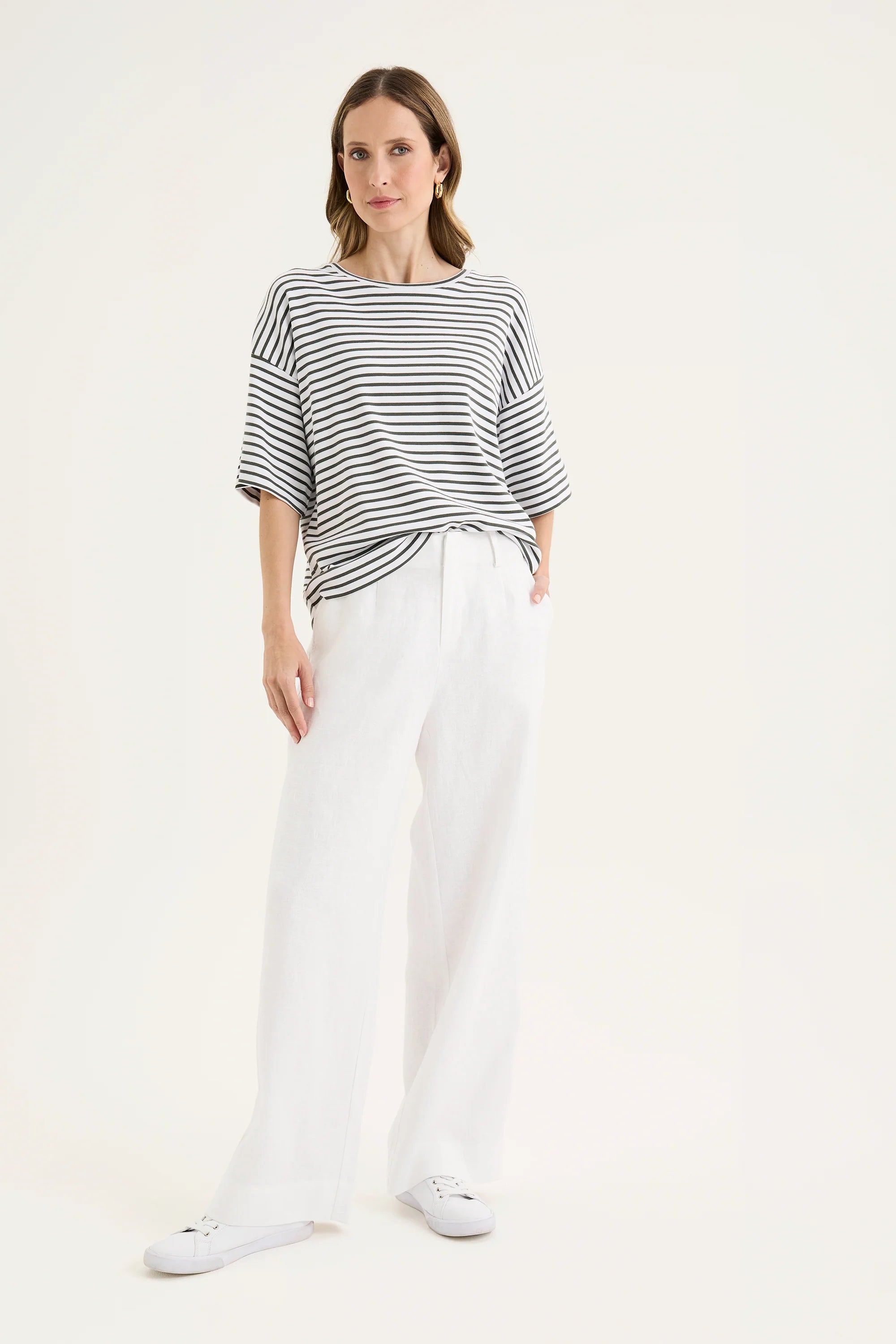 Banda Stripe Tee in White / Nori