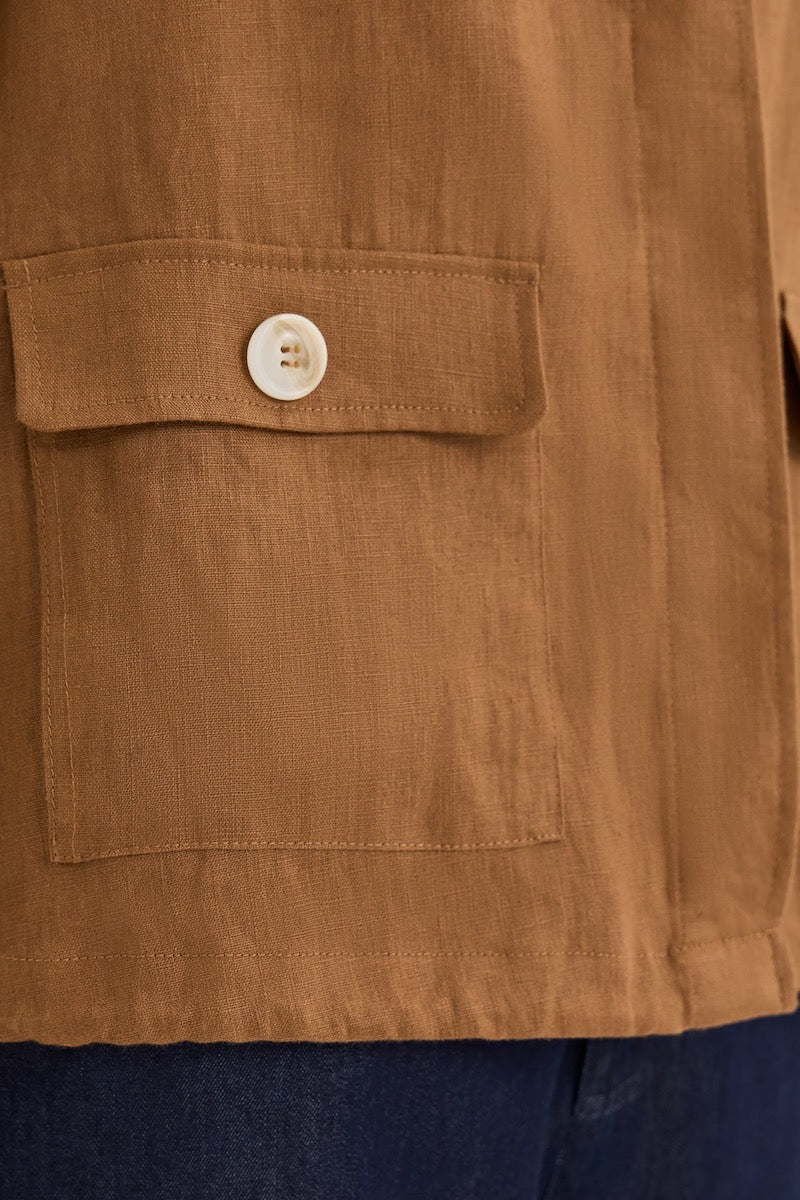 Tirari Linen Bomber Jacket in Nutmeg
