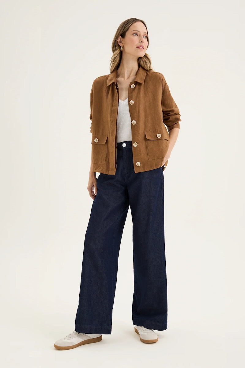 Tirari Linen Bomber Jacket in Nutmeg
