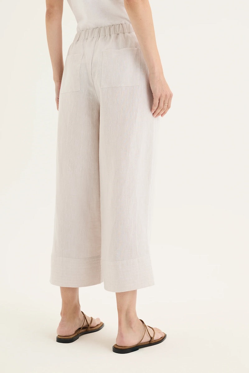Tirari Palazzo Linen Pant in Twine