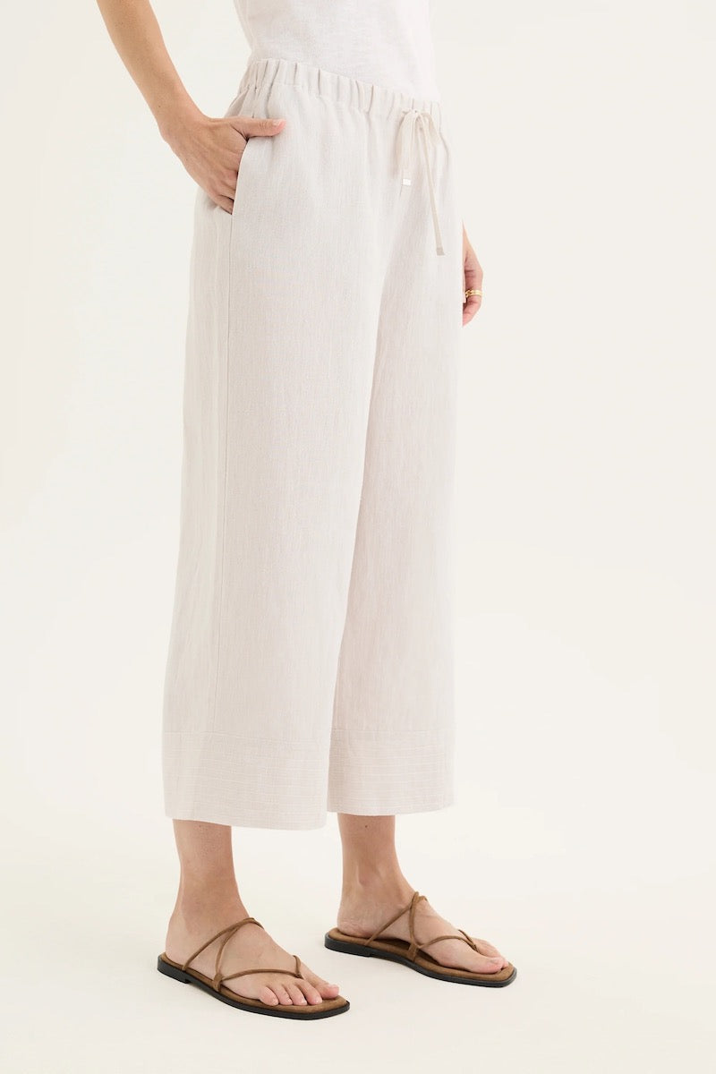 Tirari Palazzo Linen Pant in Twine