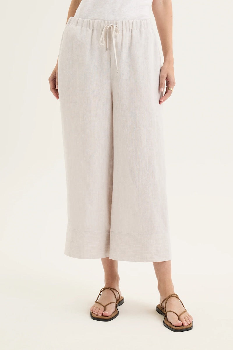 Tirari Palazzo Linen Pant in Twine