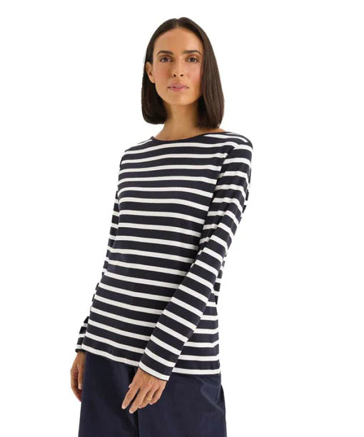Boardwalk Tee in Navy / Oat