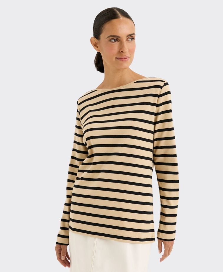 Boardwalk Tee in Camel / Black