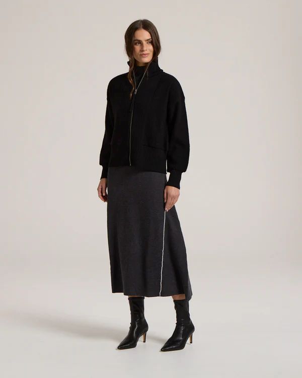 Ember Pure Wool Knit Jacket in Black