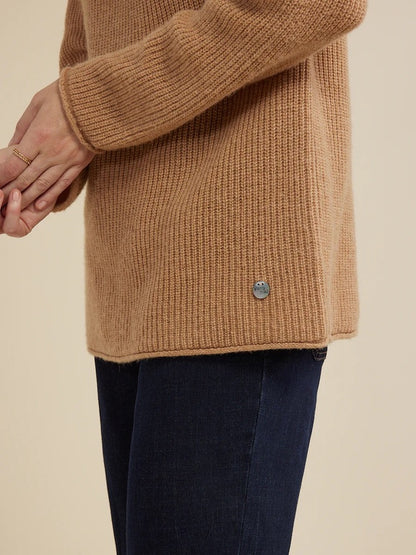 Funnel Neck Wool Sweater in Caramel