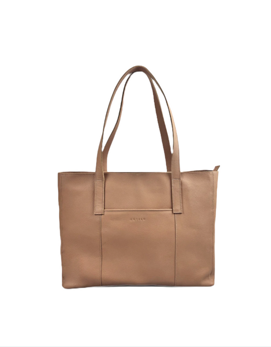 Juliette Large Leather Tote Bag - Iced Coffee