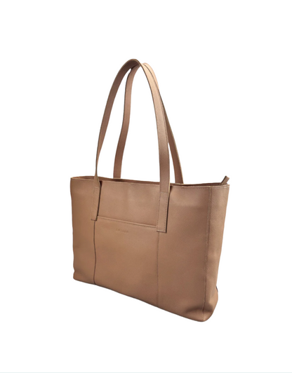 Juliette Large Leather Tote Bag - Iced Coffee